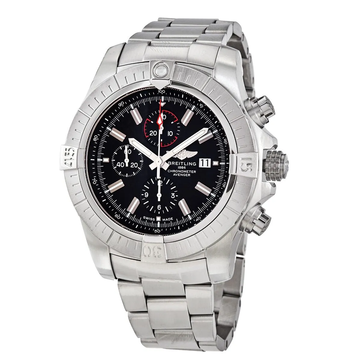 Breitling Super Avenger Chronograph Automatic Chronometer Black Dial Men's Watch A13375101B1A1