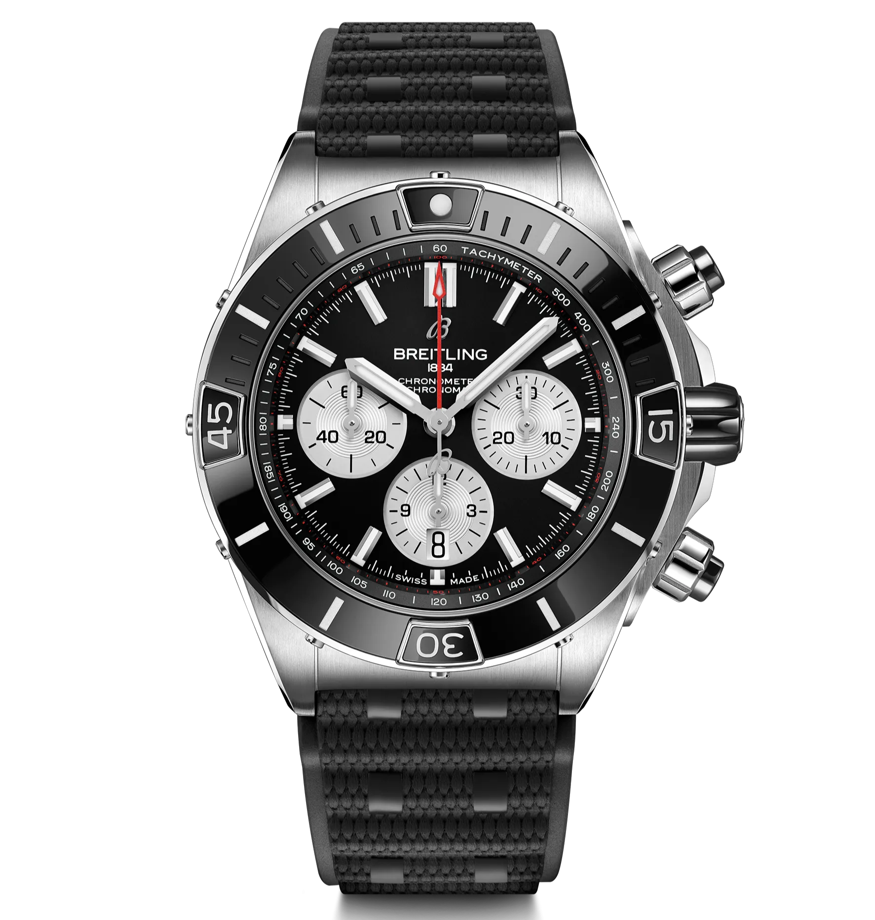 Breitling Super Chronomat B01 44 Black Rubber Strap