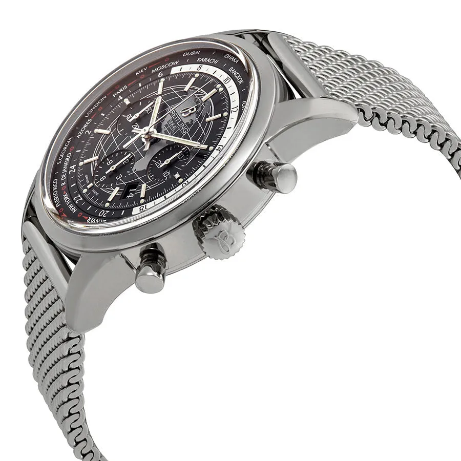 Breitling Transocean Chronograph Unitime World Time Automatic Chronometer Black Dial Men's Watch AB0510U4/BE84-152A