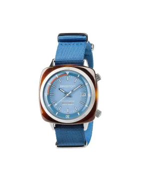 Briston Clubmaster Diver Acetate Automatic HMS Tortoise Shell Light Blue Dial 42mm