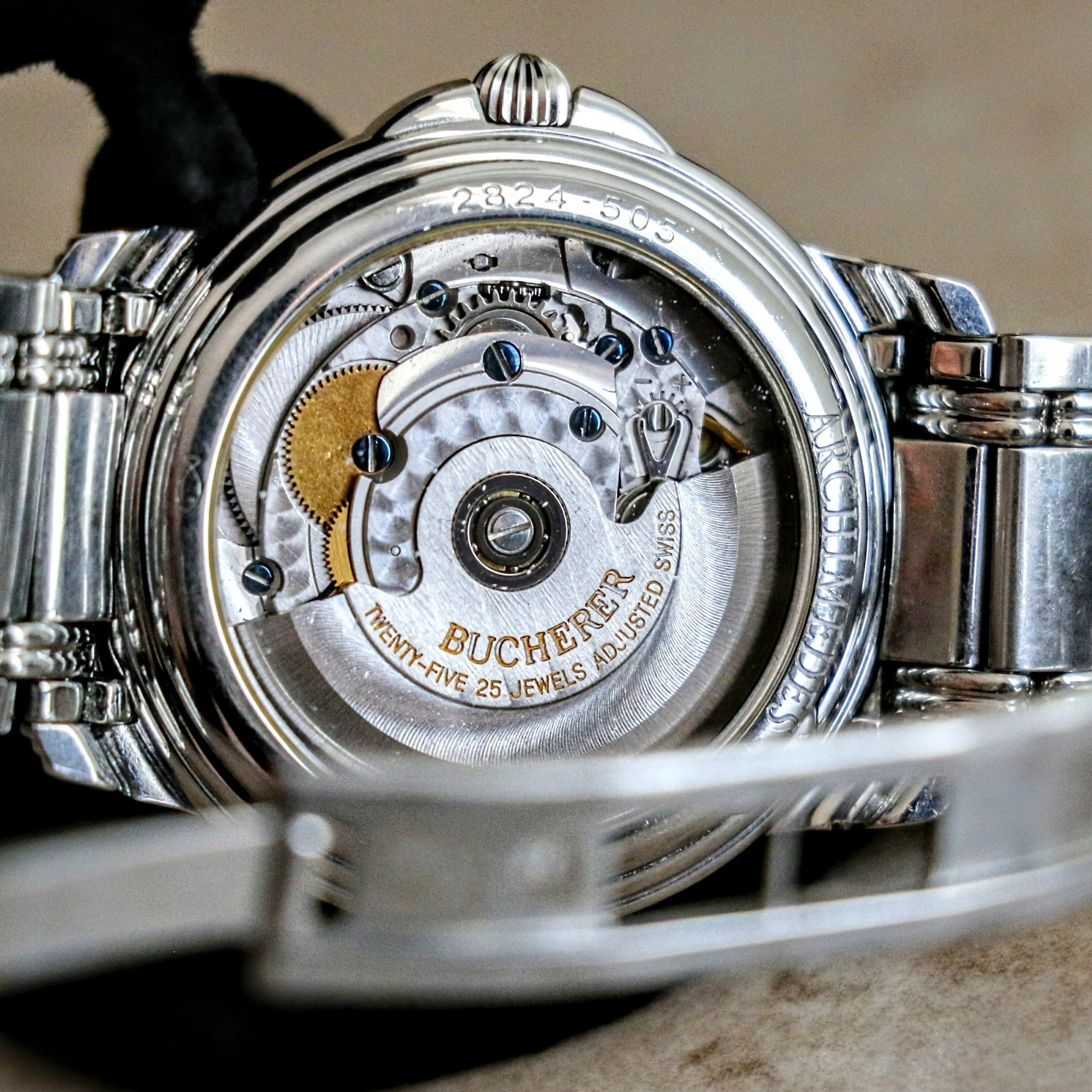 BUCHERER Archimedes Automatic Wristwatch 25 Jewels ADJ Ref. 2824-505 Swiss Made Watch