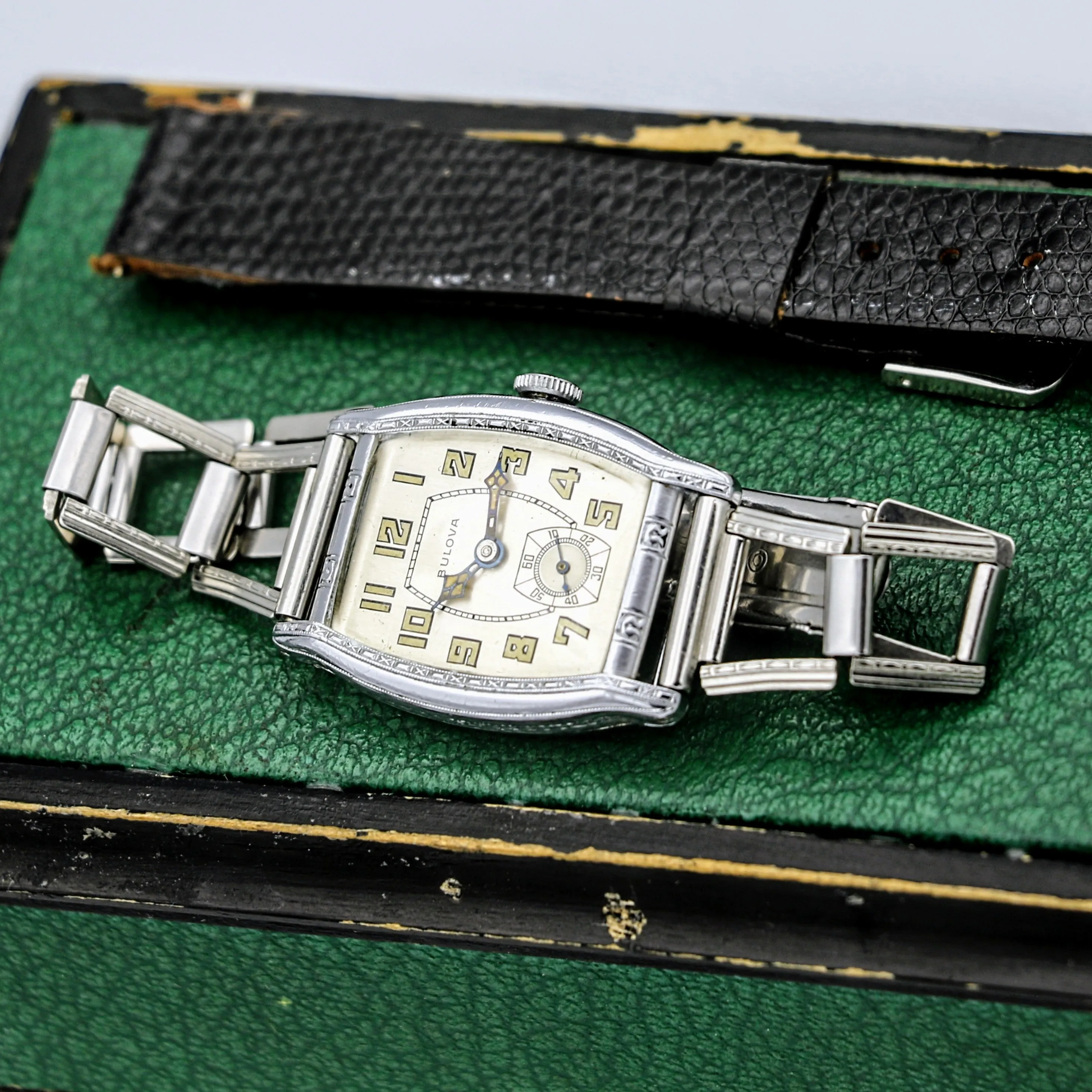 BULOVA 1930 Lone Eagle Watch “In Honor of Col. Charles A. Lindbergh” Wristwatch Original BOX!