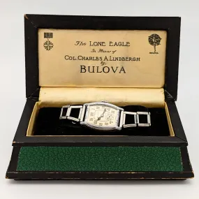 BULOVA 1930 Lone Eagle Watch “In Honor of Col. Charles A. Lindbergh” Wristwatch Original BOX!