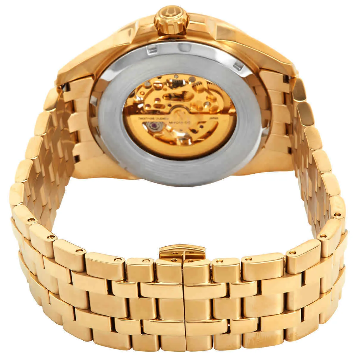 Bulova Shutton Automatic Gold Skeleton Dial Men's Watch 97A162