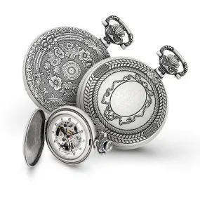 Charles Hubert Paris: Antique Design Chrome Finish Brass Pocket Watch 3920