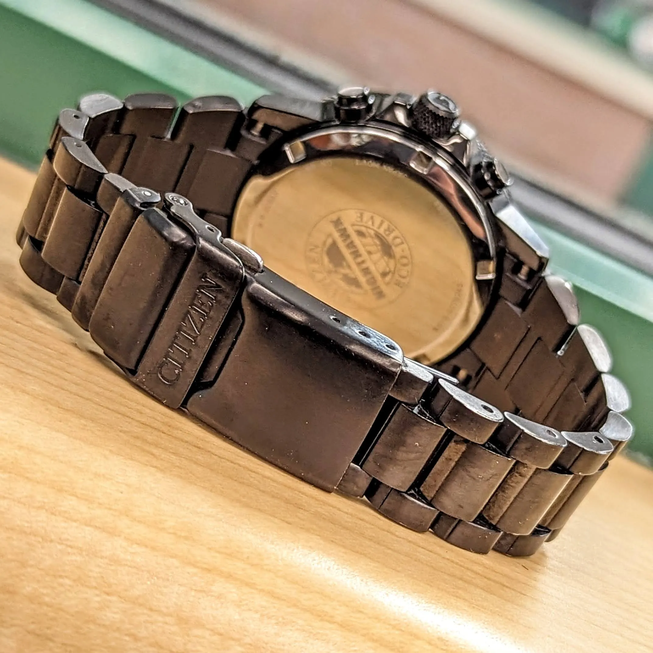 CITIZEN Nighthawk Eco-Drive Chronograph Watch Date Indicator WR 200 Wristwatch Ref. B612-S078245
