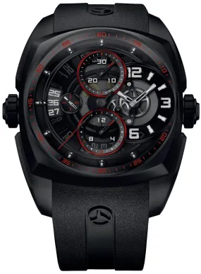 CYR Watch Klepcys Skeleton Chronograph Dark And Red Black DLC Steel Limited Edition