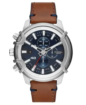 Diesel DZ4518 Chronograph Griffed Brown Leather Strap Watch 48mm Men Watches