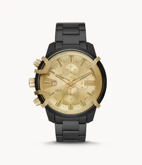Diesel DZ4525 Chronograph Griffed Black Stainless Steel Bracelet Watch 48mm Men Watches