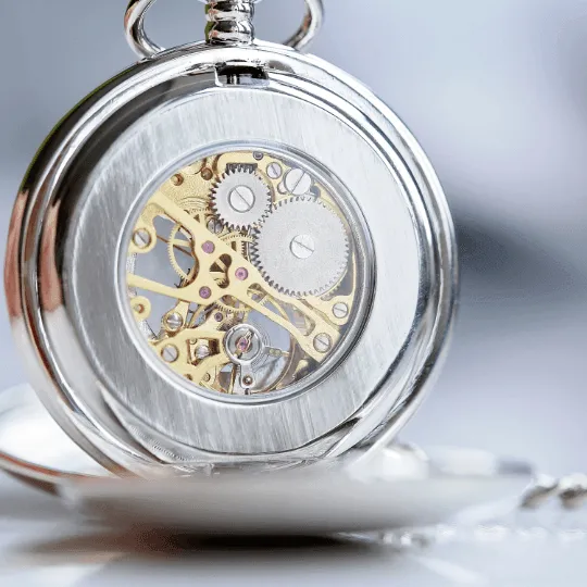 Dual Opening Skeleton Pocket Watches For Sale