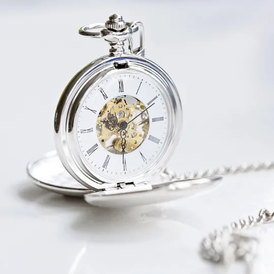 Dual Opening Skeleton Pocket Watches For Sale