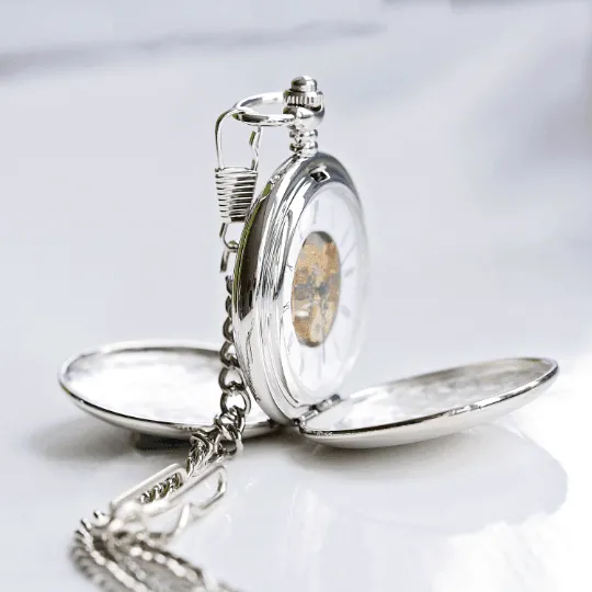 Dual Opening Skeleton Pocket Watches For Sale