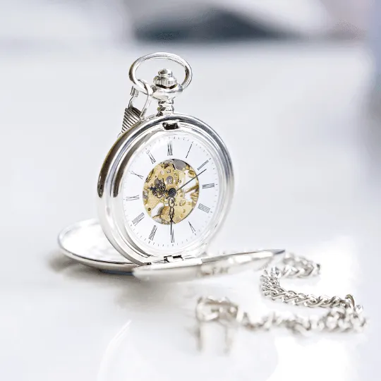 Dual Opening Skeleton Pocket Watches For Sale