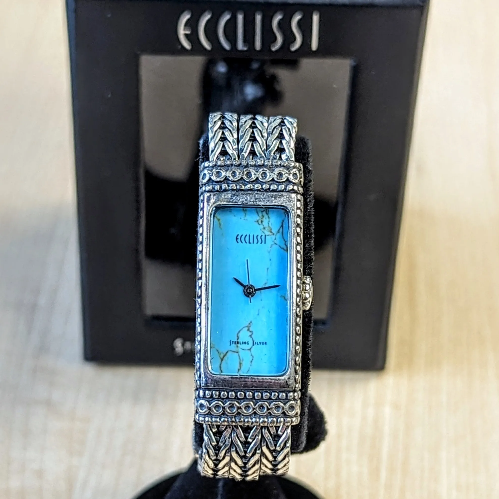 ECCLISSI Sterling Silver Ladies Watch Turquoise Dial Quartz Wristwatch -  ALL Original!