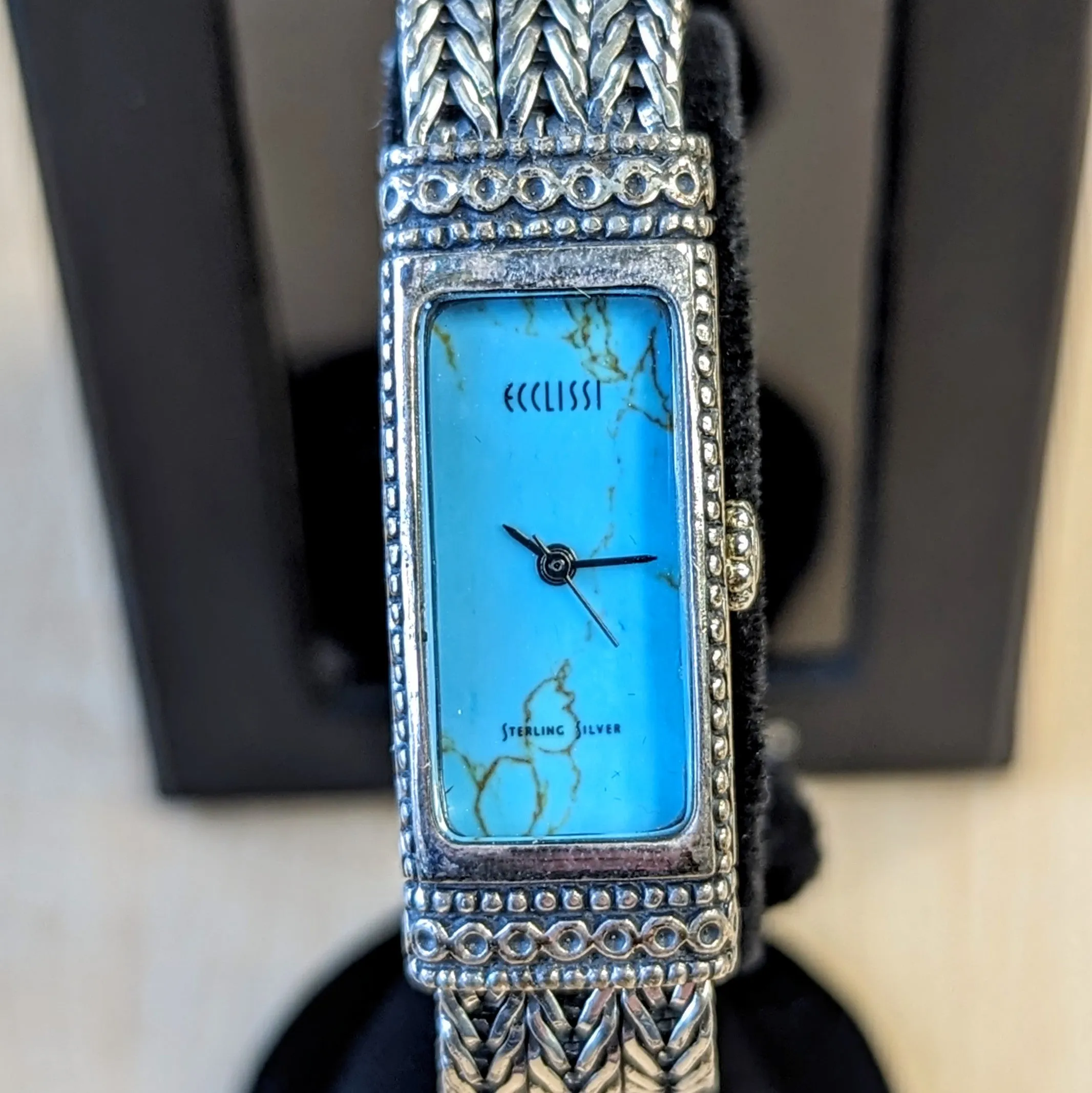 ECCLISSI Sterling Silver Ladies Watch Turquoise Dial Quartz Wristwatch -  ALL Original!