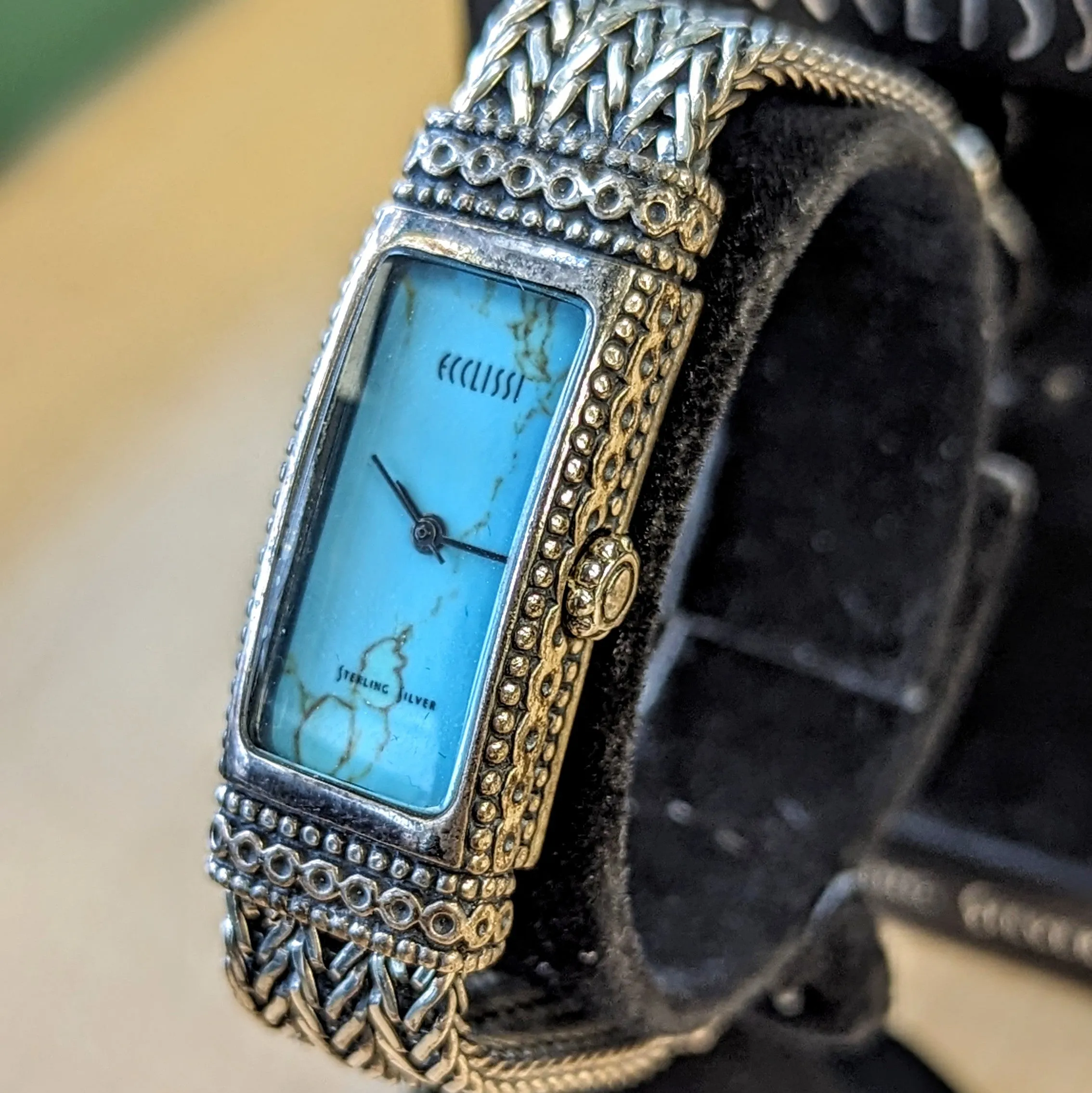 ECCLISSI Sterling Silver Ladies Watch Turquoise Dial Quartz Wristwatch -  ALL Original!