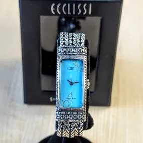 ECCLISSI Sterling Silver Ladies Watch Turquoise Dial Quartz Wristwatch -  ALL Original!