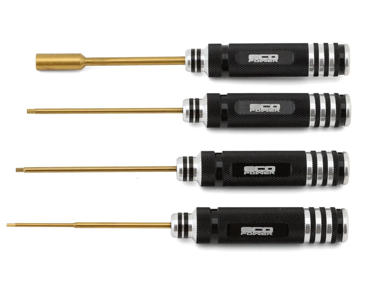 EcoPower 4-Piece Metric Hex & Nut Driver Tool Set (1.5, 2.0, 2.5mm Hex Drivers/7mm Nut Driver)