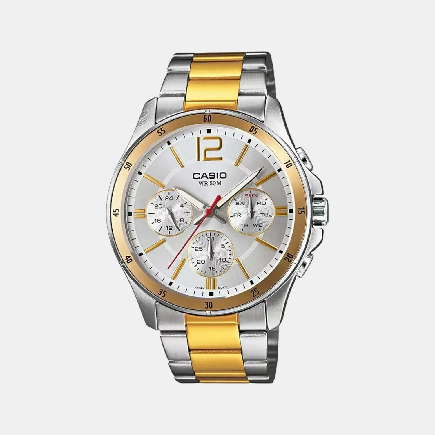 Enticer Men's Silver Chronograph Stainless Steel Watch A1653 - MTP-1374HSG-7AVIF