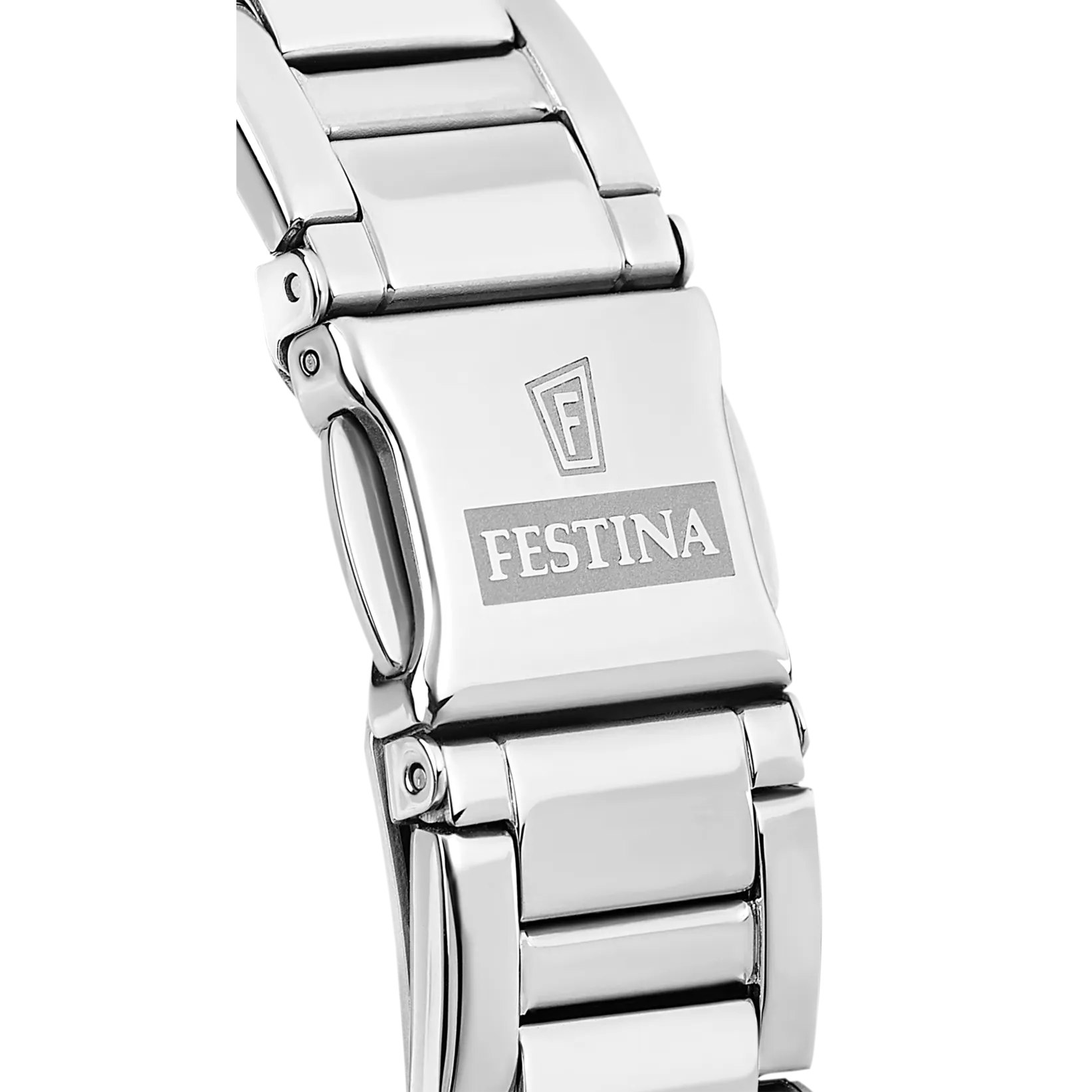 Festina Quartz Chrono 100M WR Mother of Pearl Dial Diamond at 12 Stainless Steel Case & Bracelet
