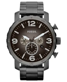 Fossil 0033-JR1437 Chronograph Nate Smoke Tone Stainless Steel Bracelet 50mm Men Watches lexor Miami