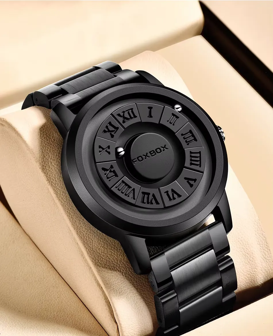 FoxBox Men's Watch with Unique Disc Dial