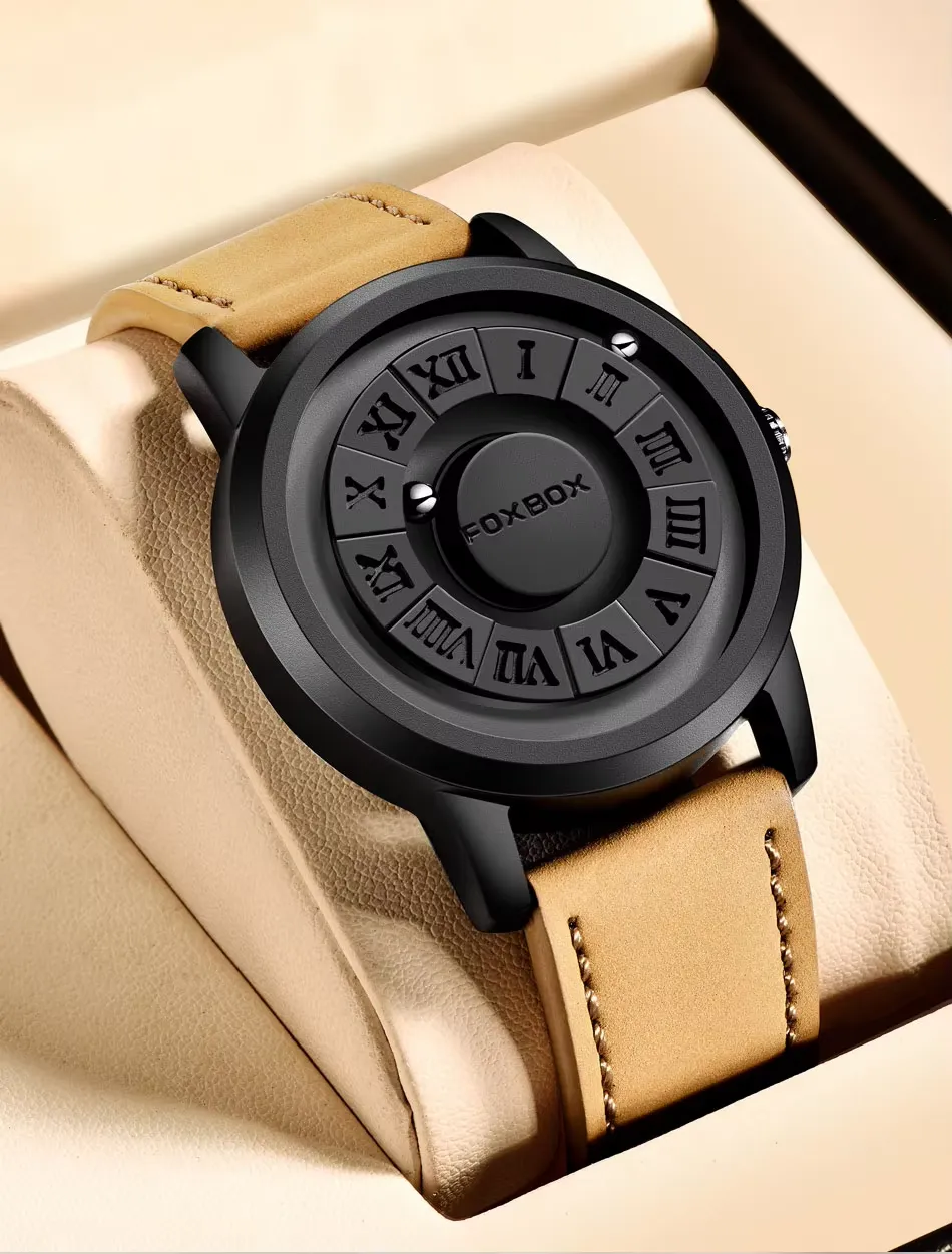 FoxBox Men's Watch with Unique Disc Dial