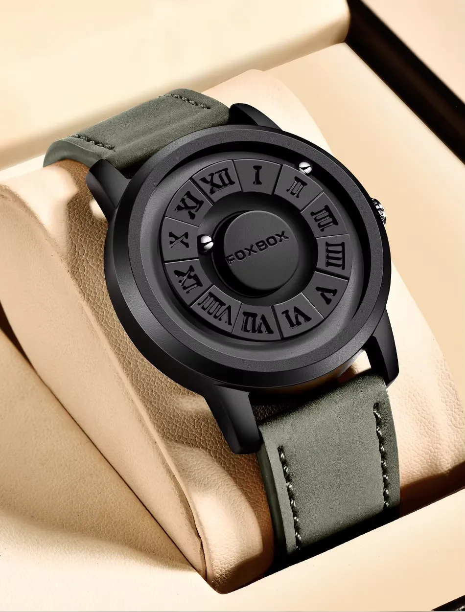 FoxBox Men's Watch with Unique Disc Dial