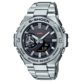 G-Shock, Solar powered Smartphone Link, Black Dial Silver Metal Band Watch for Men, GST-B500D-1ADR