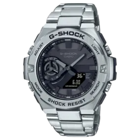 G-Shock Solar powered Smartphone Link, Grey Dial Silver Metal Band Watch for Men, GST-B500D-1A1DR