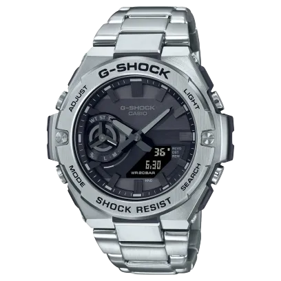 G-Shock Solar powered Smartphone Link, Grey Dial Silver Metal Band Watch for Men, GST-B500D-1A1DR