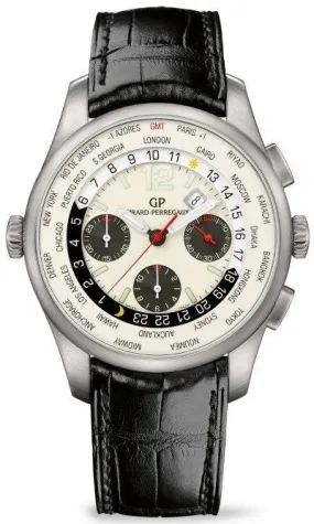 Girard Perregaux Worldtime Silver Dial Chronograph Men's Watch 49805-11-153-BA6A