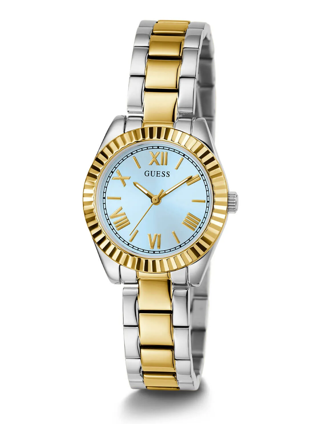 Gold and Silver Mini Luna Blue Dial Vintage Link Watch