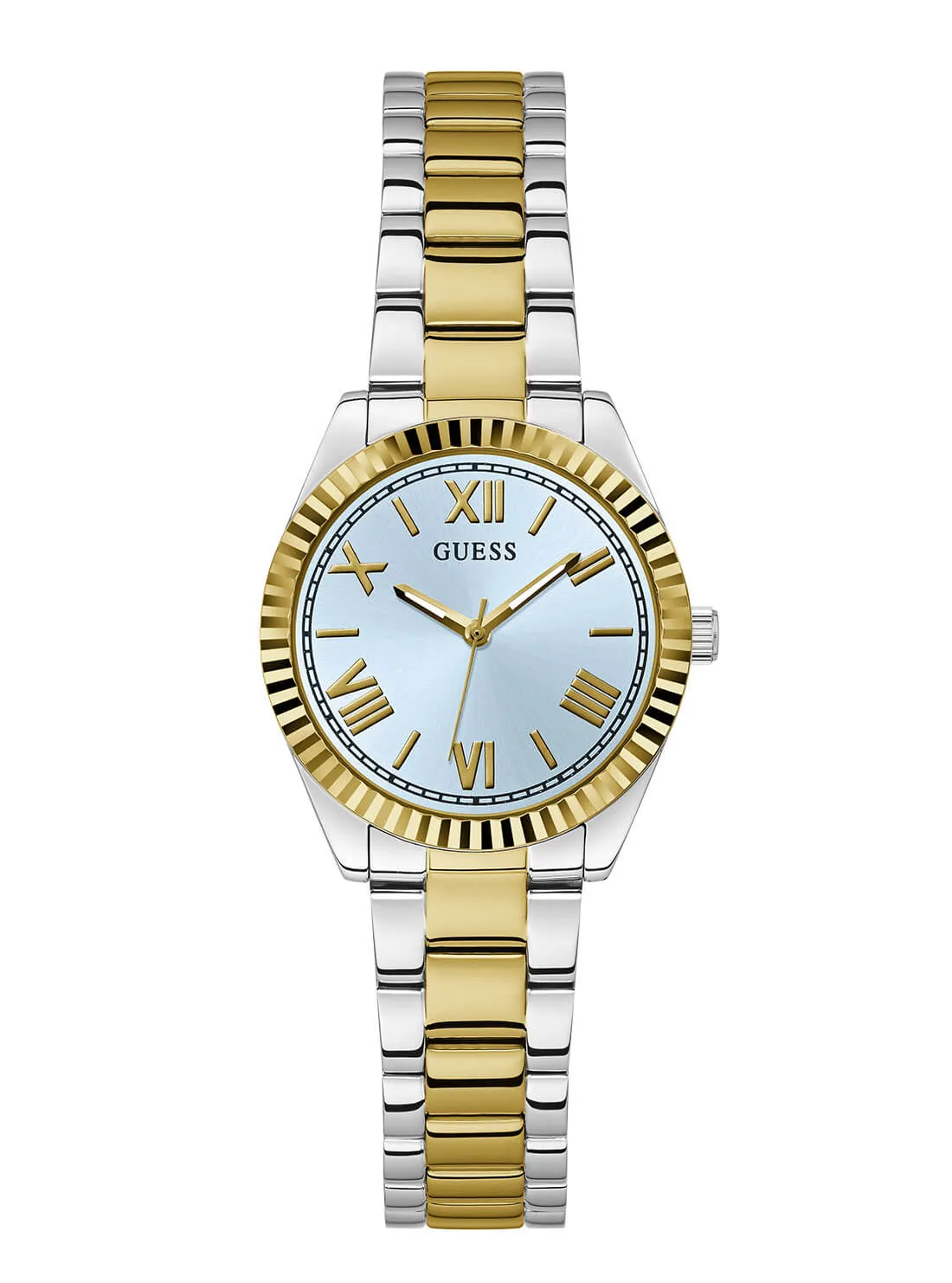 Gold and Silver Mini Luna Blue Dial Vintage Link Watch