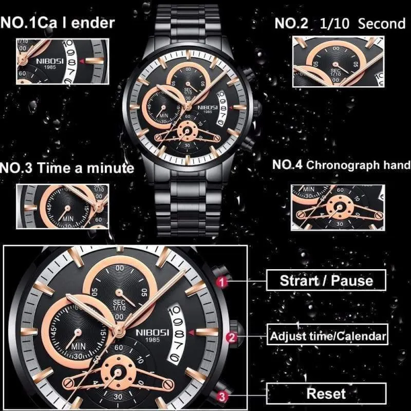 Gold Watches Black Luxury Sports