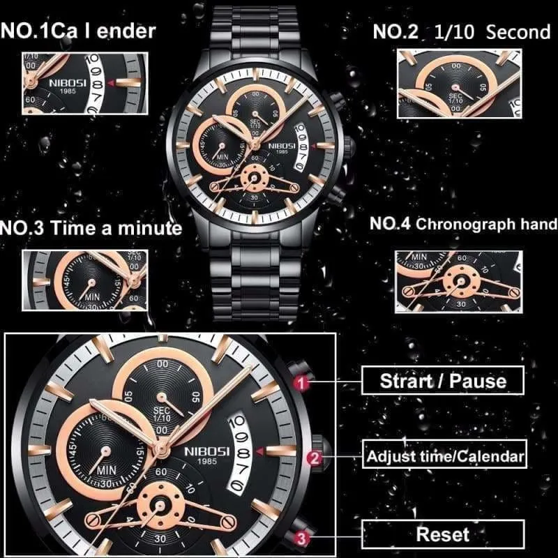 Gold Watches Black Luxury Sports