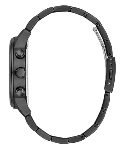 GUESS Men Black Round Stainless Steel Dial Analog Watch