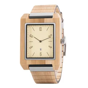 Handmade Men's Rectangular Wooden Quartz Watch