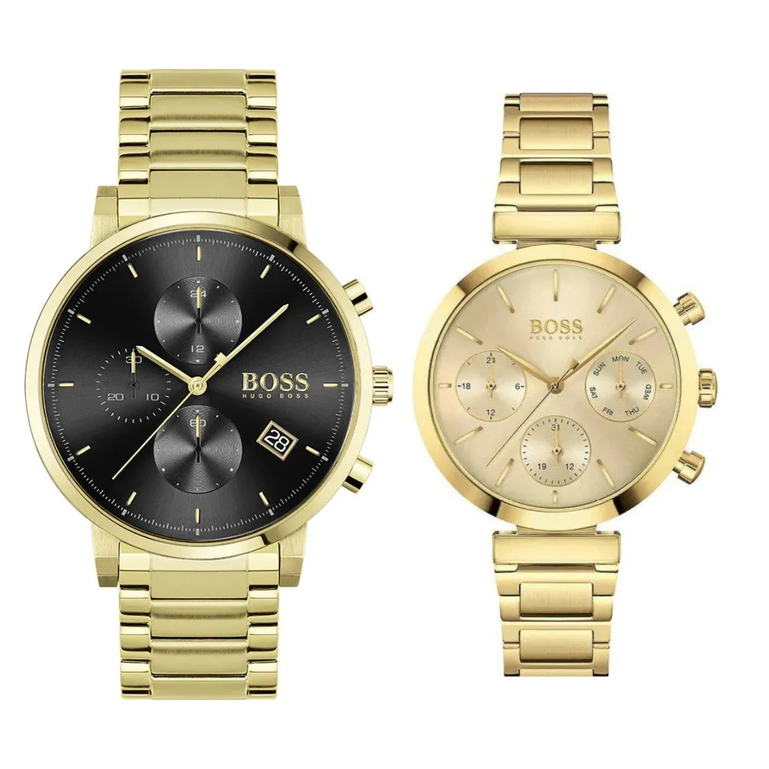 Hugo Gold Chronograph His & Hers Gift Set