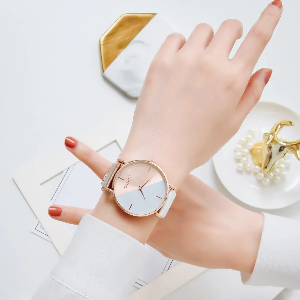 Korean Version Personality Two-color Splicing Ladies Quartz Watch