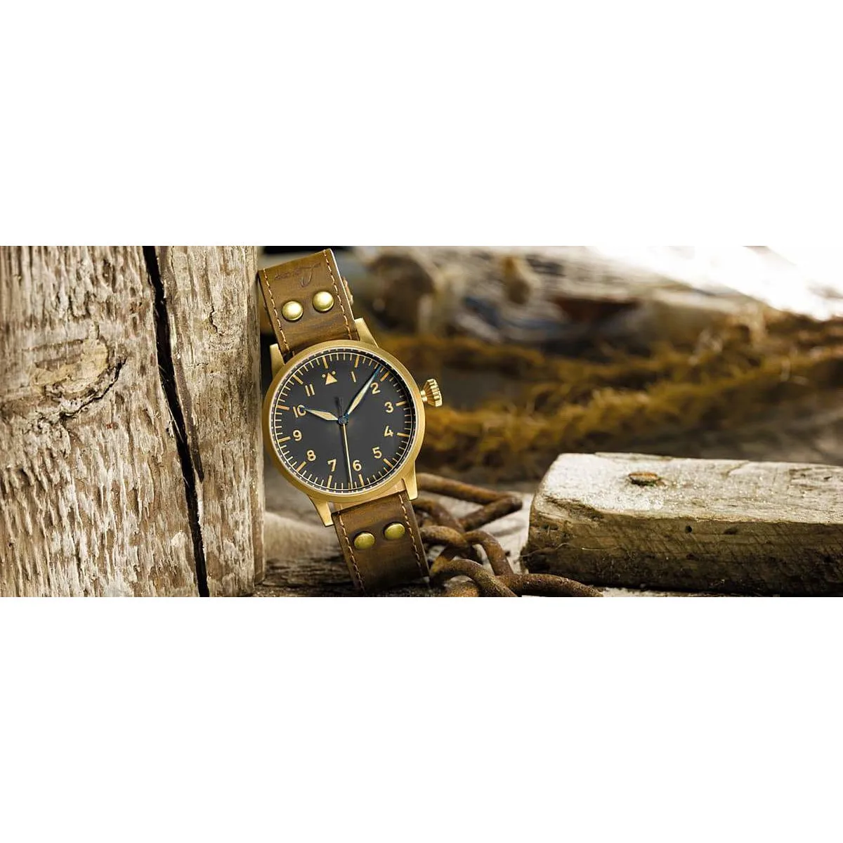 LACO PILOT WATCH ORIGINAL SAARBRUCKEN BRONZE 45 MM AUTOMATIC