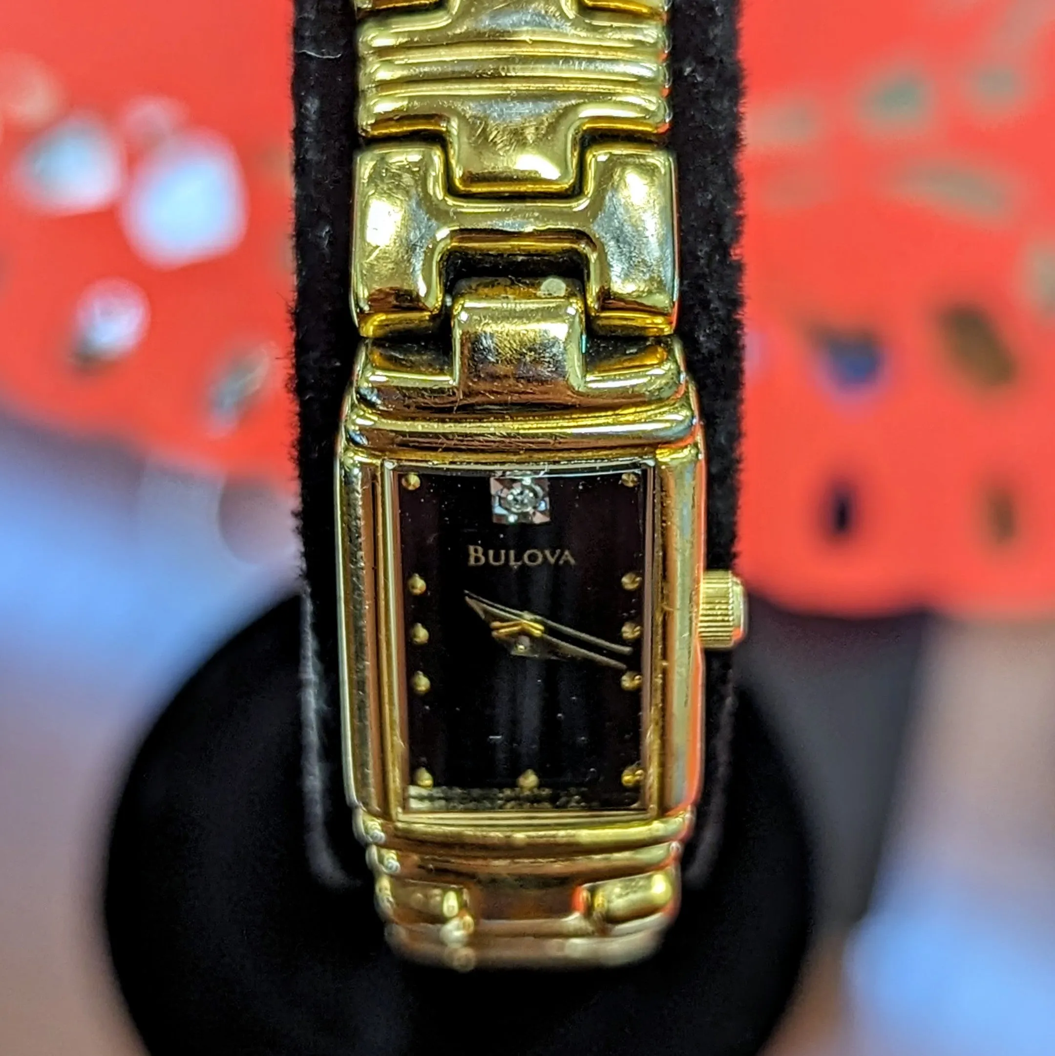 Ladies Bulova Watch Diamond Dial Quartz Wristwatch