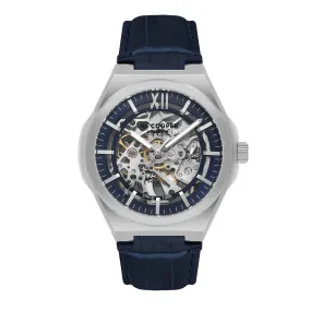 Lee Cooper Men's Automatic Watch Analog Blue Dial with Blue Leather Strap, LC08050.399