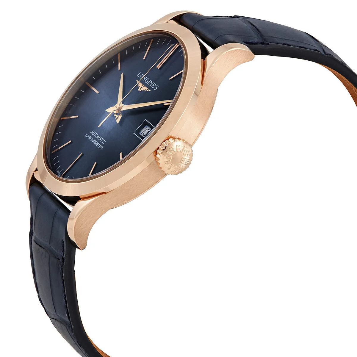 Longines Record Automatic Chronometer 18kt Rose Gold Blue Dial Watch L2.820.8.92.2