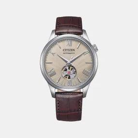Men's Brown Analog Leather Automatic Watch NH9130-17A