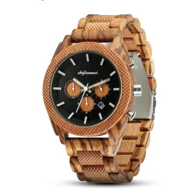 Men's Chronograph Calendar Sports Wood Watch