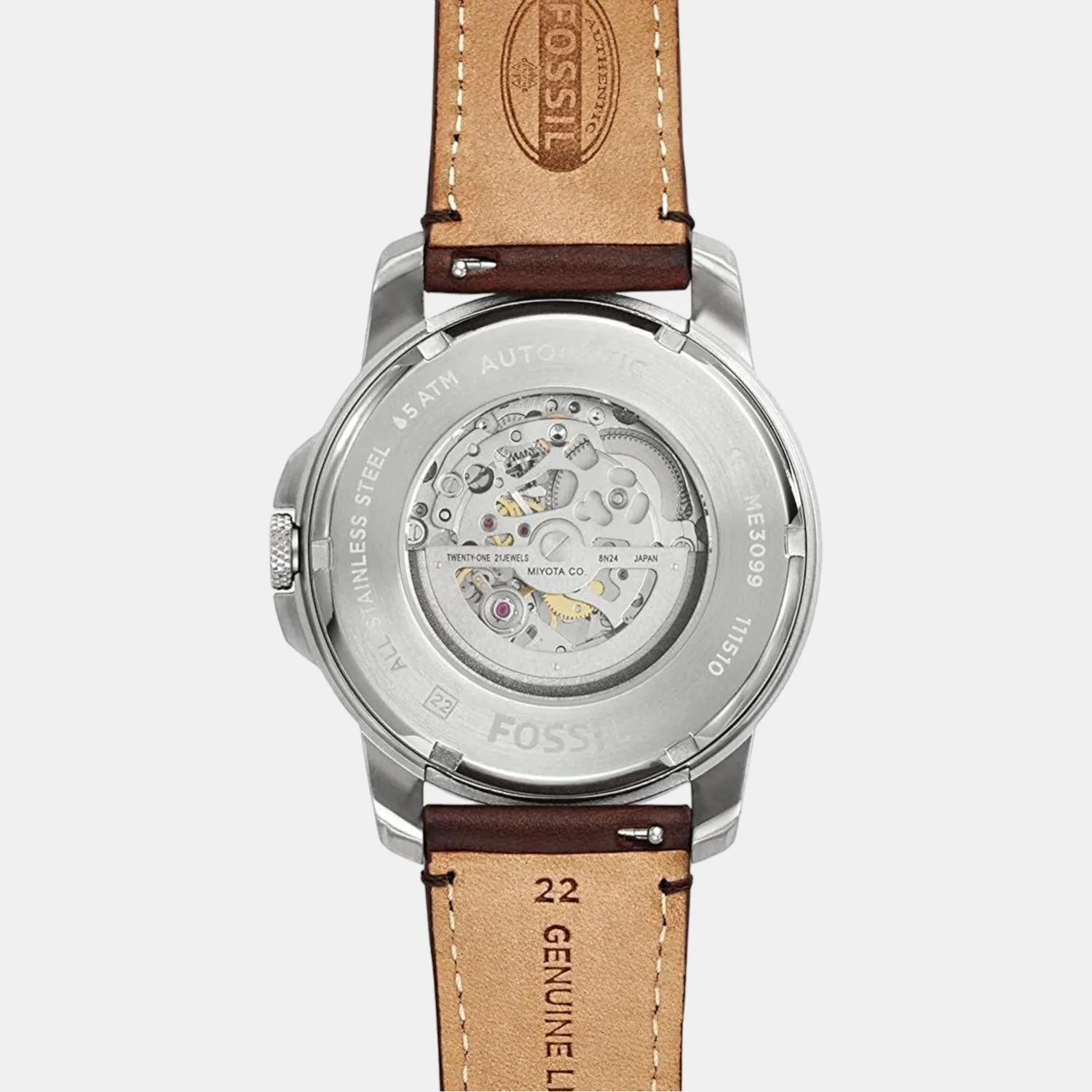 Men's Cream Analog Leather Automatic Watch ME3099