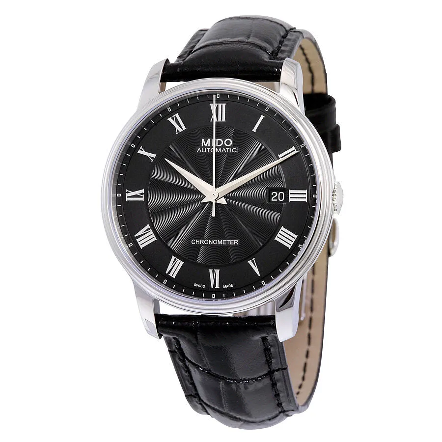 Mido Baroncelli Automatic Black Dial Black Leather Men's Watch M0104081605320