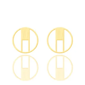 Minimalist Geometric CZ Square Circle Stud