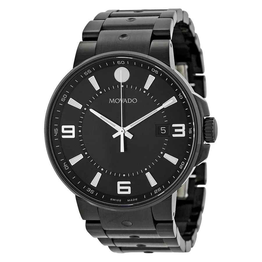 Movado SE Pilot Black Dial Black PVD Men's Watch 0606809